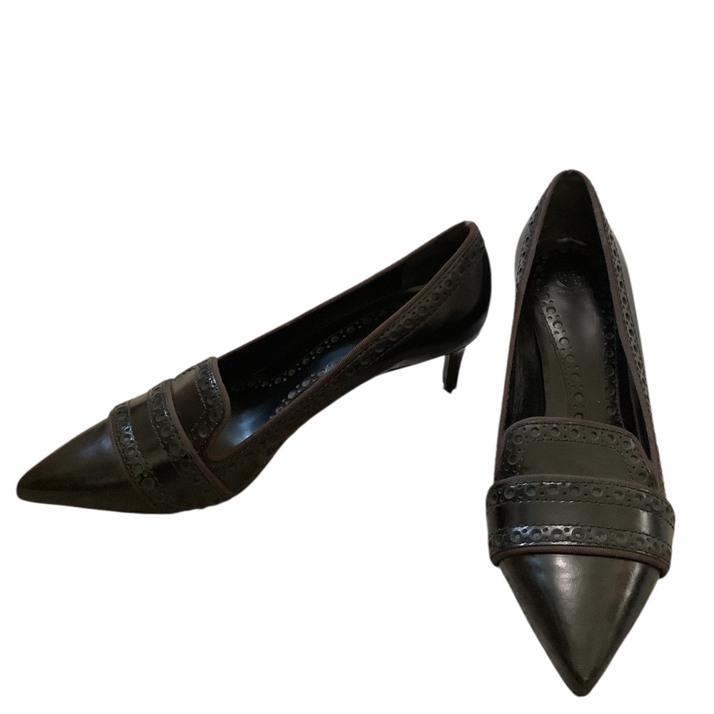 Tory Burch classic Pointed-Toe Leather Pumps in black - Picture 1 of 4
